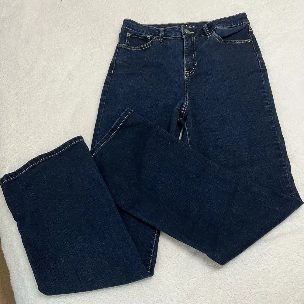 Style and Co High Rise Boot Cut Jeans Sz 8 Stretch Dark‎ Wash
